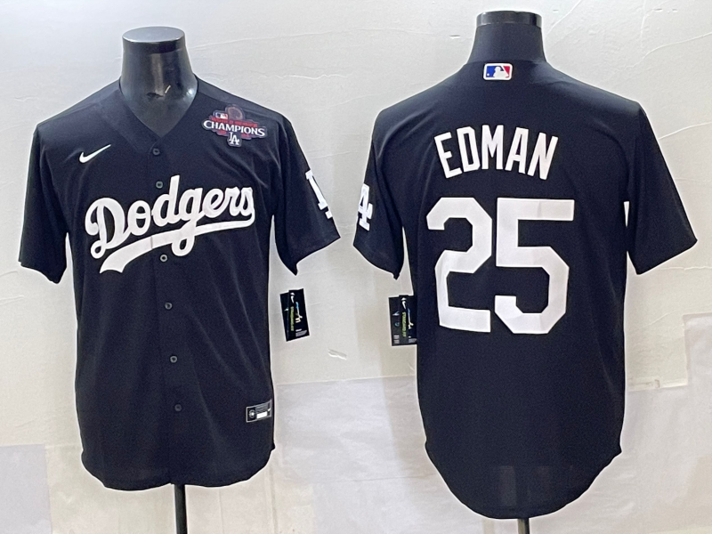 Men Los Angeles Dodgers #25 Edman black Nike MLB jersey style 10